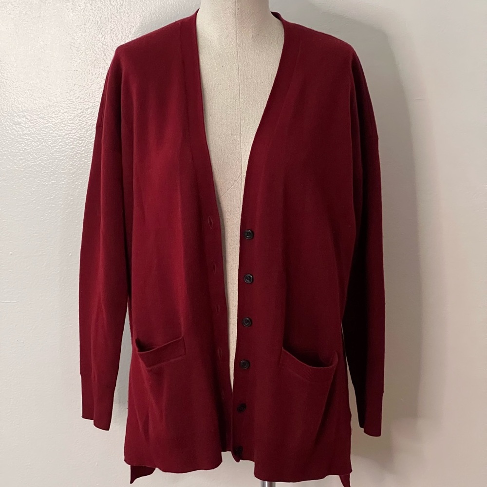 JCrew Red Merino Wool Cardigan
